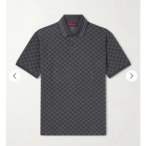 Gucci Charcoal GG-Jacquard Polo Shirt